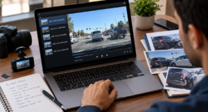 reviewing original dashcam video with accident records